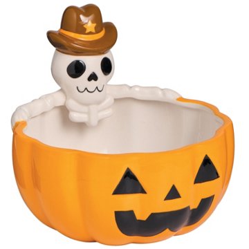 Destination Holiday Cowboy Skeleton Halloween Candy Bowl