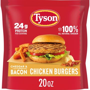 Tyson Frozen Chicken Burgers - Cheddar & Bacon