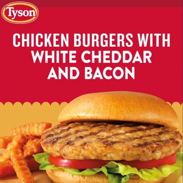 Tyson Frozen Chicken Burgers - Cheddar & Bacon