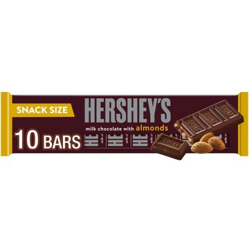 Hershey's Milk Chocolate with Almonds Snack Size Candy Bars, 10 pk