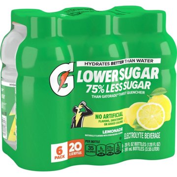 Gatorade Lower Sugar Lemonade Electrolyte Beverage 6 pk Bottles