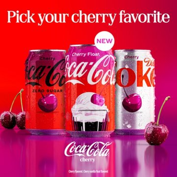 Coca-Cola Zero Sugar Cherry Float Soda Soft Drink Fridge Pack 12 pk Cans