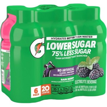 Gatorade Lower Sugar Rain Berry Electrolyte Beverage 6 pk Bottles
