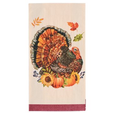 Destination Holiday Guest Napkin Maroon Turkey, 16 ct