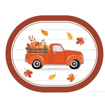 Destination Holiday Oval Plate - Orange Truck, 8 ct