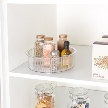 Smart Design 10" Clear Ribbed Lazy Susan Turntable