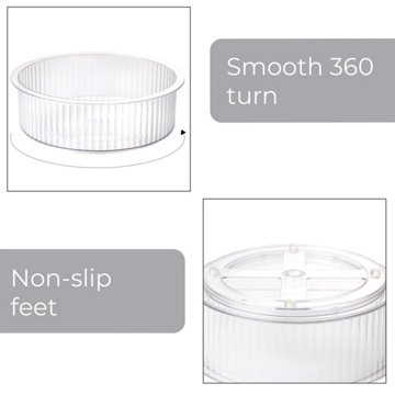 Smart Design 10" Clear Ribbed Lazy Susan Turntable