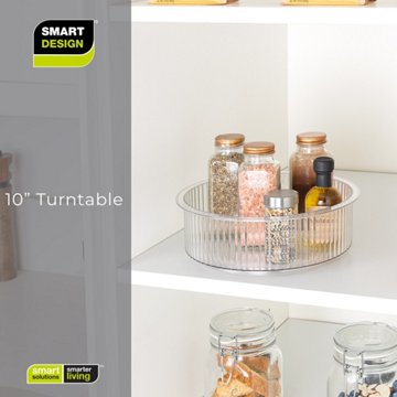 Smart Design 10" Clear Ribbed Lazy Susan Turntable