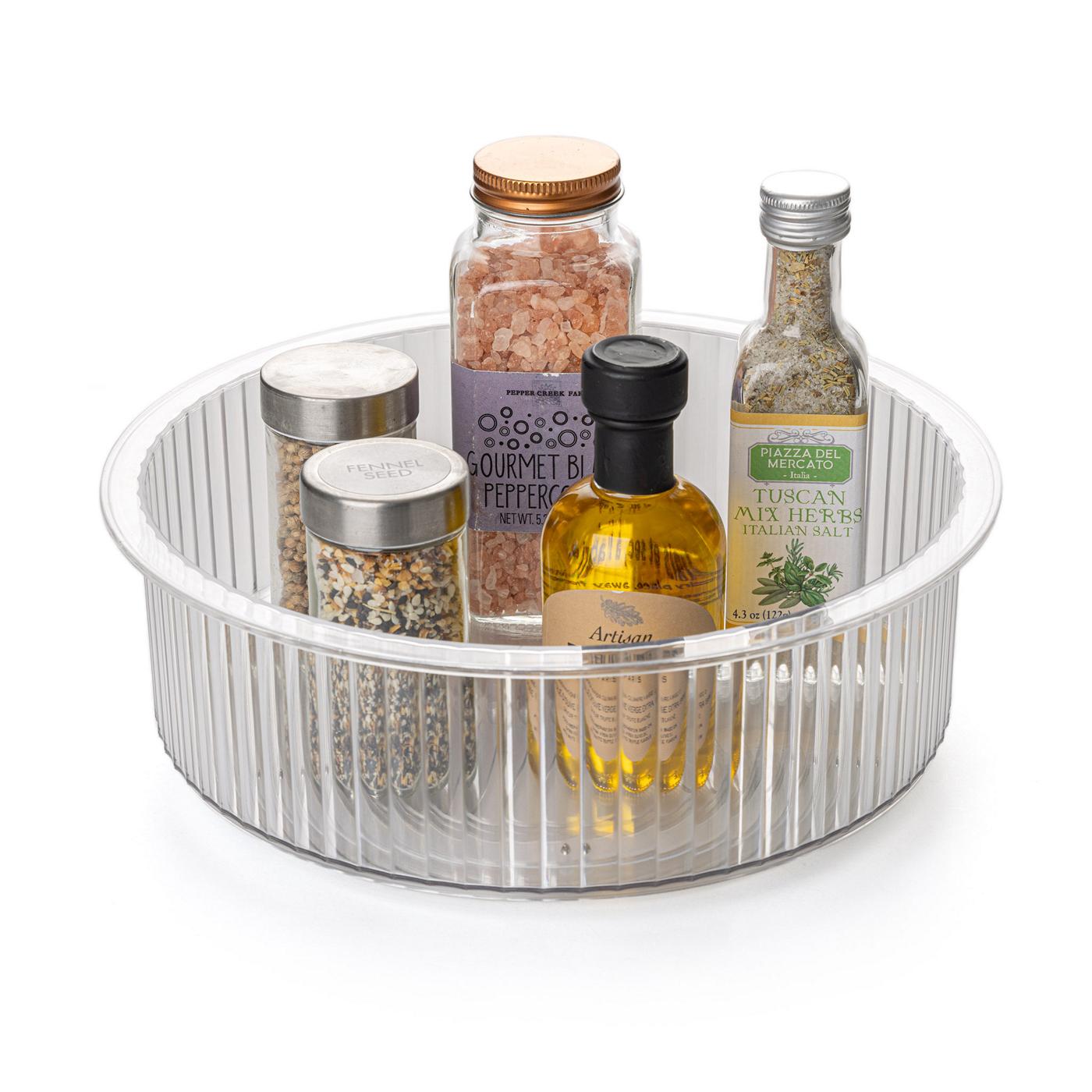 Smart Design 10" Clear Ribbed Lazy Susan Turntable; image 7 of 7