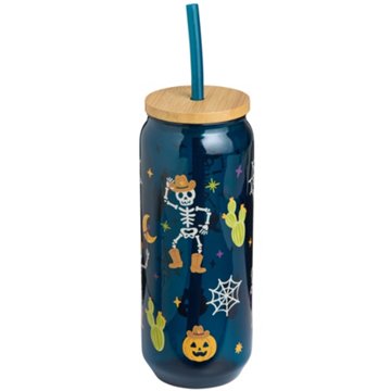 Destination Holiday Cowboy Skeleton Bottle With Straw, 22 oz