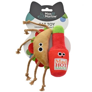 Max & Marlow Plush Cat Toy - Taco & Hot Sauce, 2 ct