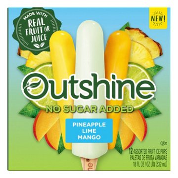 Outshine No Sugar Added Mini Fruit Pops Variety Pack - Pineapple, Lime & Mango