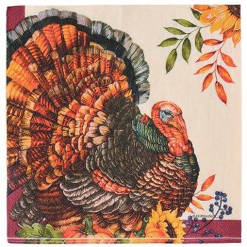 Destination Holiday Lunch Paper Napkins - Maroon Turkey, 16 ct