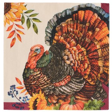 Destination Holiday Lunch Paper Napkins - Maroon Turkey, 16 ct