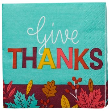 Destination Holiday Thanksgiving Beverage Paper Napkins - Give Thanks, 16 ct