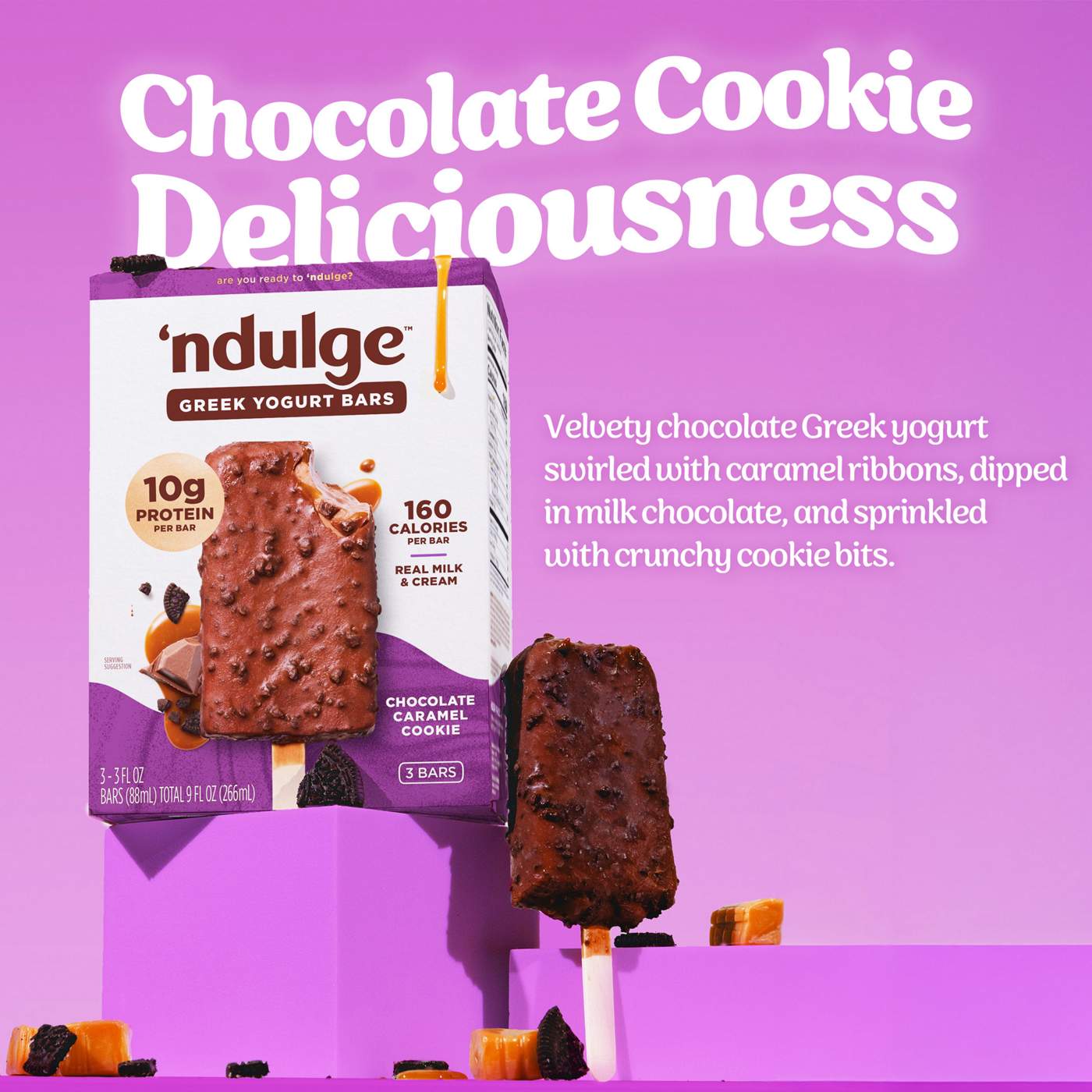 'ndulge Chocolate Caramel Cookie High Protein Dessert Bars; image 6 of 6