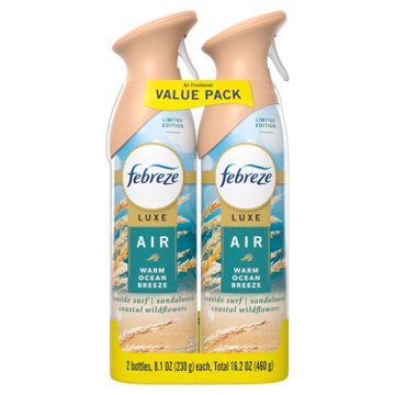 Febreze Luxe Air Freshener Odor Fighting Room Spray Value Pack - Warm Ocean Breeze Scent