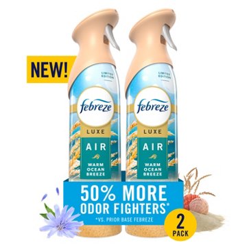Febreze Luxe Air Freshener Odor Fighting Room Spray Value Pack - Warm Ocean Breeze Scent