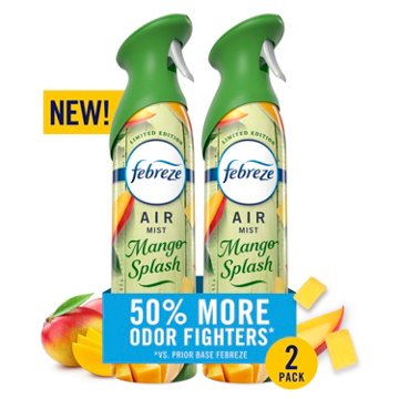 Febreze Air Mist Freshener Odor Fighting Room Spray Value Pack - Mango Splash Scent
