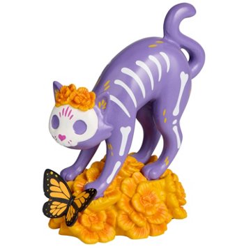 Destination Holiday Resin Day Of The Dead Cat With Flowers