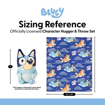 Bluey Dreamland Fantasy Hugger Pillow & Silk Touch Throw Blanket Set, 2 pc
