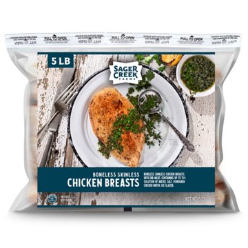 Sager Creek Farms Boneless Skinless Chicken Breasts, 80 oz