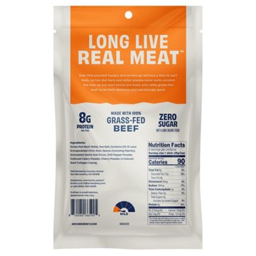 Archer Full Size Zero Sugar 8g Protein Grass-Fed Beef Sticks - Prime Rib, 8 ct