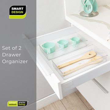 Smart Design 6" x 12" Clear Drawer Organizers, 2 ct