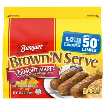 Banquet Frozen Fully Cooked Vermont Maple Sausage Links, 32 oz