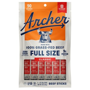Archer Full Size Zero Sugar 9g Protein Grass-Fed Beef Sticks - Classic, 8 ct