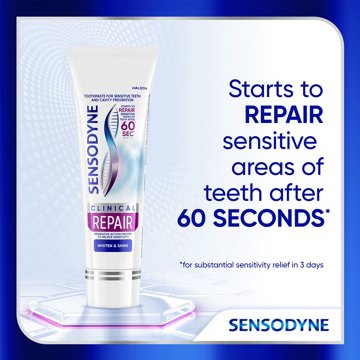 Sensodyne Clinical Repair Whiten & Shine Toothpaste for Sensitivity Relief, 3.4 oz