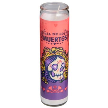 Destination Holiday Day of the Dead Pink Skull Candle