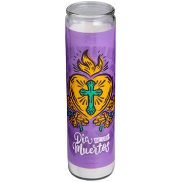 Destination Holiday Day of the Dead Purple Sacred Heart Candle