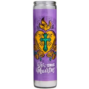 Destination Holiday Day of the Dead Purple Sacred Heart Candle