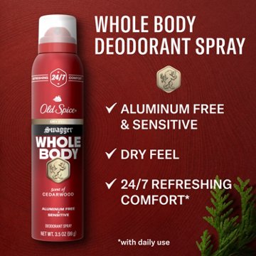 Old Spice Whole Body Deodorant for Men, Swagger, Aluminum Free Spray for 24/7 Freshness