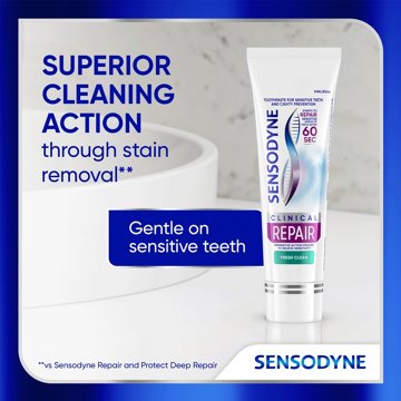 Sensodyne Clinical Repair Fresh Clean Toothpaste for Sensitivity Relief, 3.4 oz