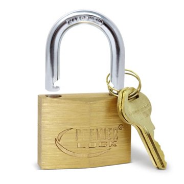Premier Lock Solid Brass Lock with 2 Keys, 1.75''