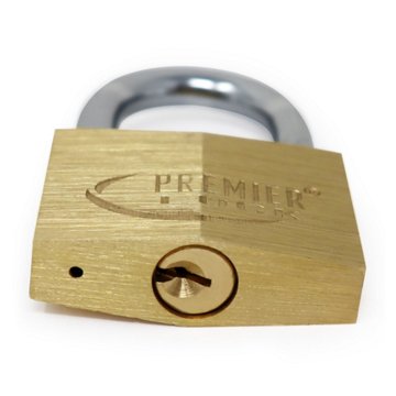 Premier Lock Solid Brass Lock with 2 Keys, 1.75''