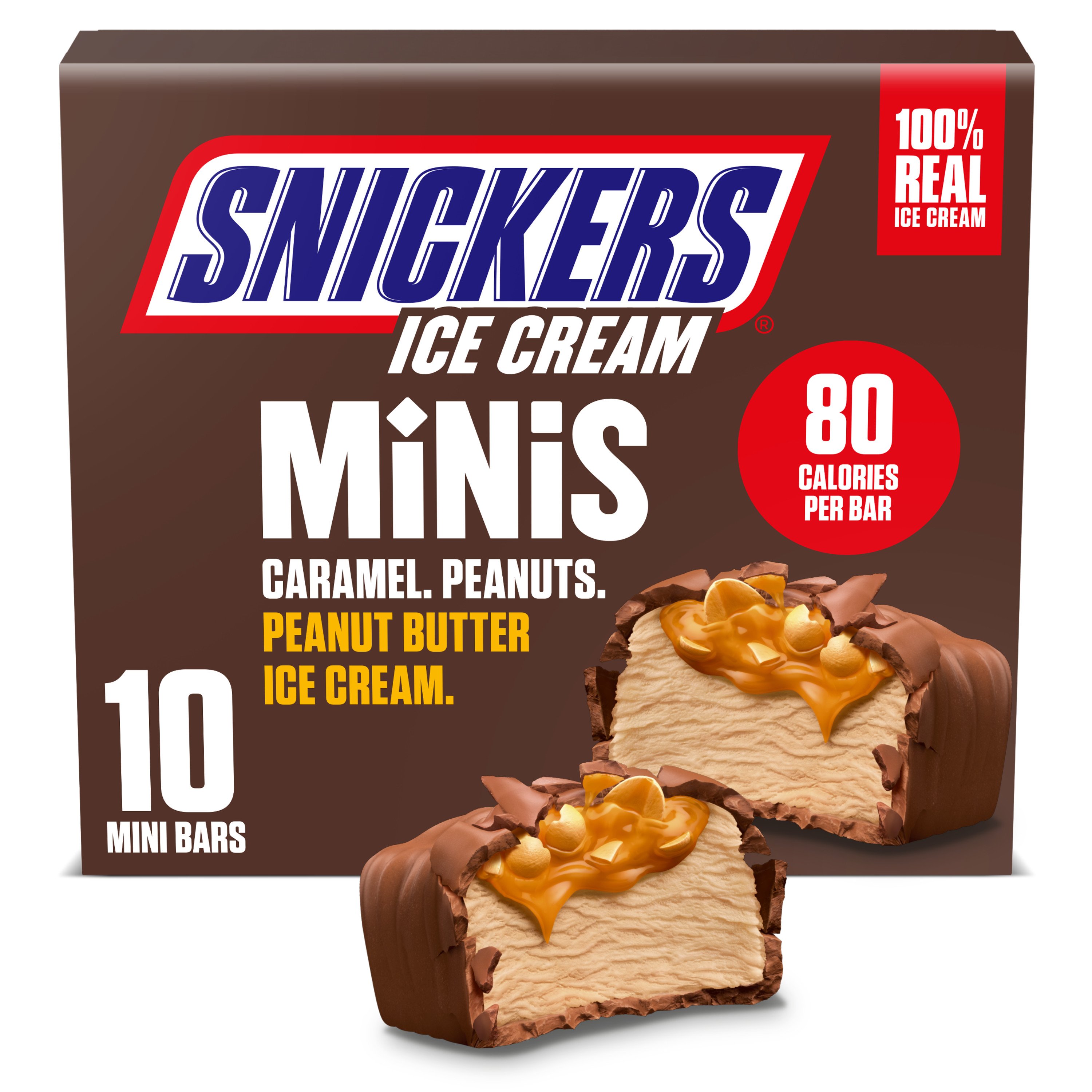 Snickers Minis Milk Chocolatey Caramel Peanut Butter Ice Cream Bars ...