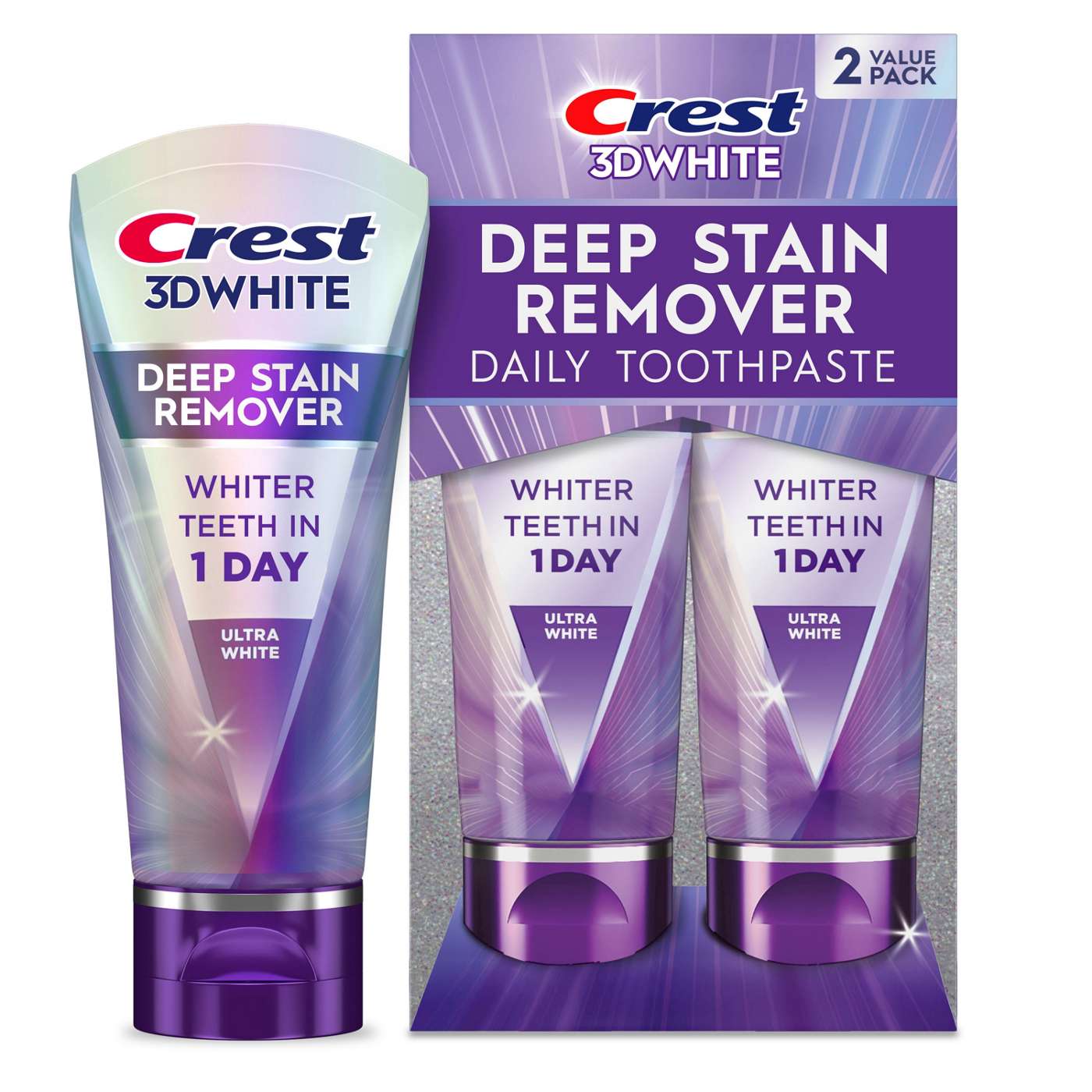 Crest 3D White Deep Stain Remover Toothpaste - Ultra White, 2 pk; image 1 of 10