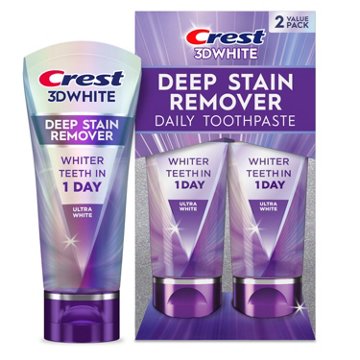 Crest 3D White Deep Stain Remover Toothpaste - Ultra White, 2.1 oz Tubes