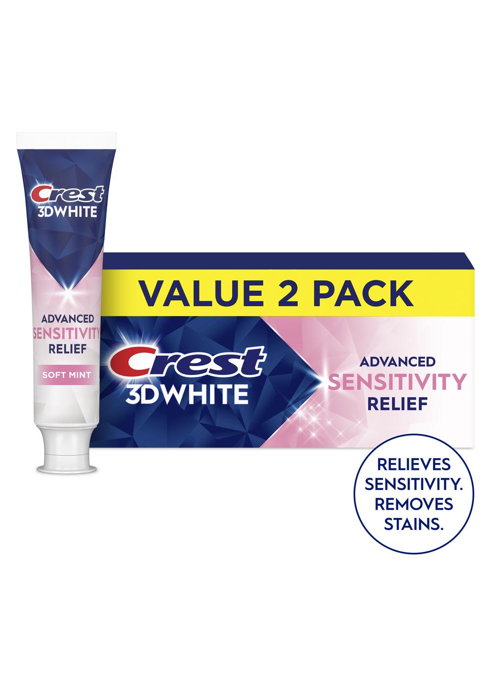 Crest 3D White Advanced Sensitivity Relief Toothpaste - Soft Mint, 2 pk; image 2 of 2