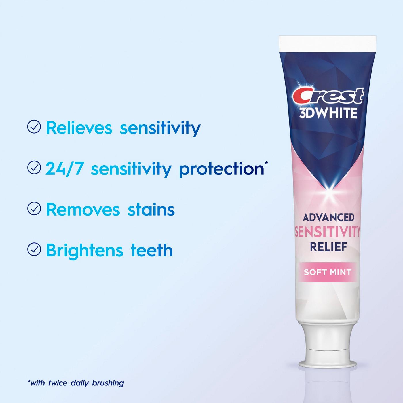 Crest 3D White Advanced Sensitivity Relief Toothpaste - Soft Mint; image 7 of 7