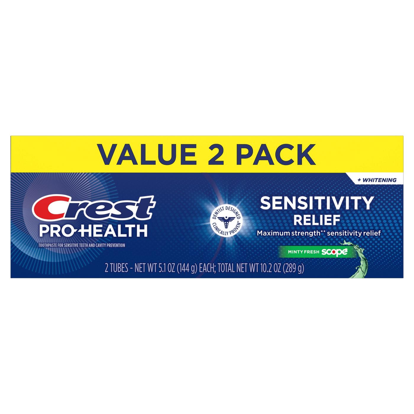 Crest Pro-Health Sensitivity Relief Toothpaste - Minty Fresh Scope, 2 Pk; image 3 of 8