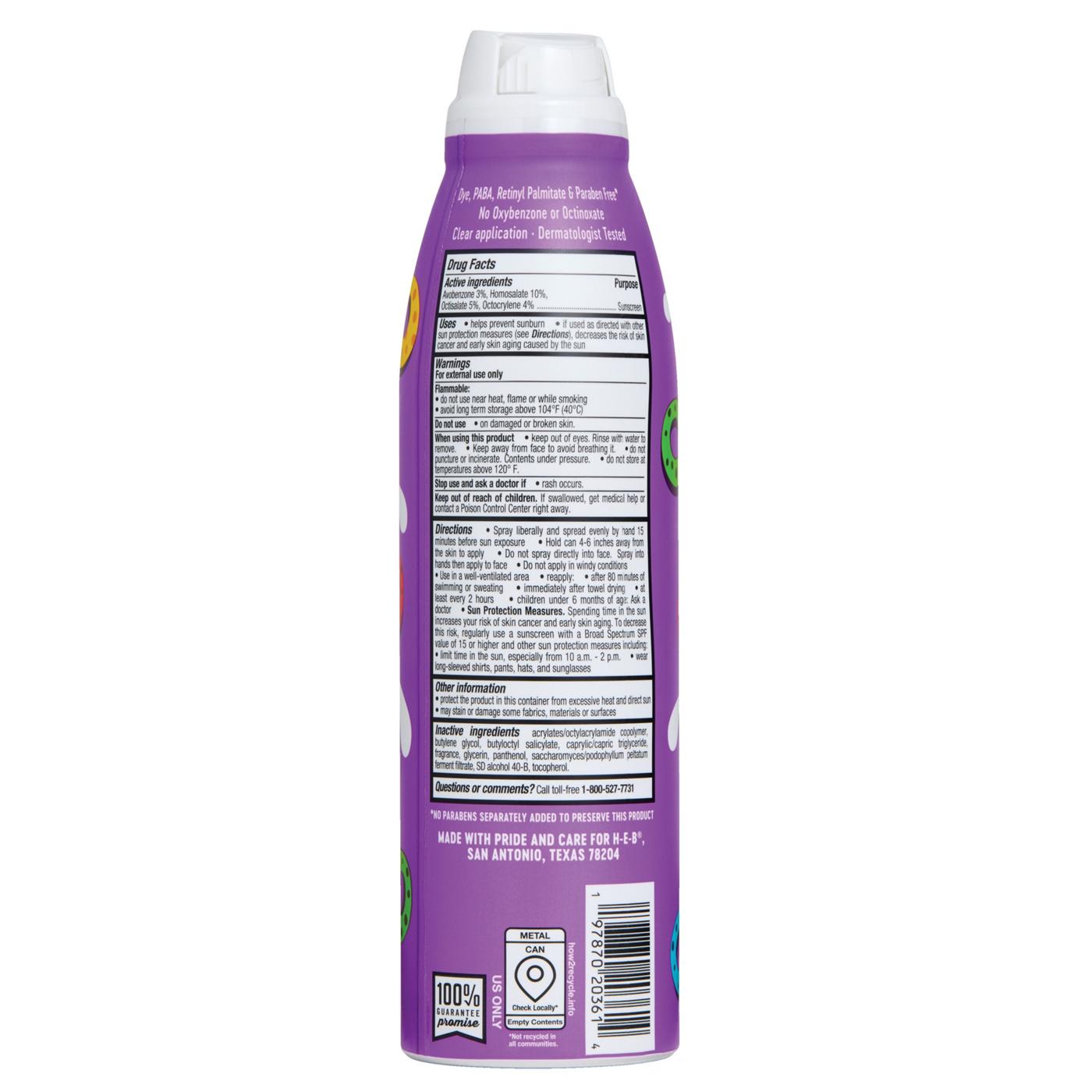 H-E-B Oxybenzone Free Fruity Cereal Sunscreen Spray - SPF 50; image 2 of 2