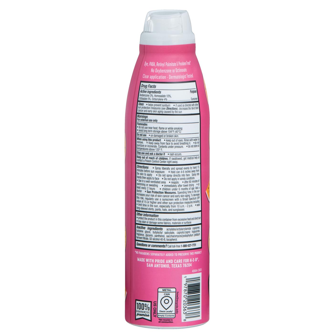 H-E-B Oxybenzone Free Passion Fruit Sunscreen Spray - SPF 50; image 2 of 2