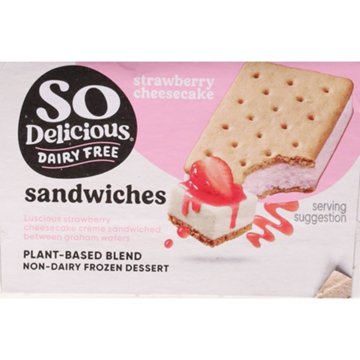 So Delicious Dairy Free Strawberry Cheesecake Frozen Dessert Sandwiches, 6 ct