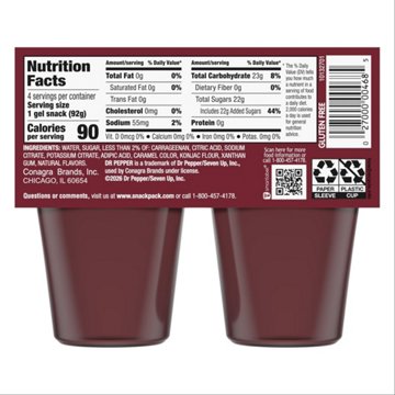 Snack Pack Dr Pepper Juicy Gels Cups, 4 ct