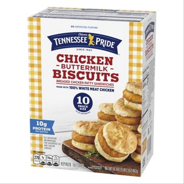 Odom's Tennessee Pride Snack Size Chicken Buttermilk Biscuit Breakfast Sandwiches, 10 ct
