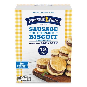 Odom's Tennessee Pride Snack Size Sausage Buttermilk Biscuit Breakfast Sandwiches, 12 ct